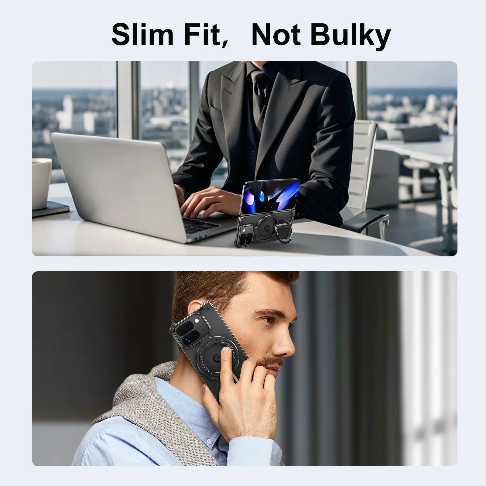 حافظة هاتف Oatsbasf معدنية بدون إطار لهاتف Google Pixel 9/9Pro/9Pro XL/9 Pro قابلة للطي مع مسند مغناطيسي غطاء حماية نحيف ممتص للصدمات #6