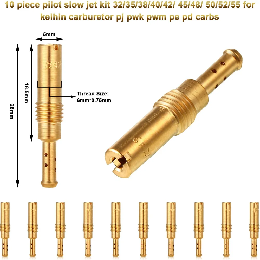 20 Pieces Carburetor Main Jet Kit For Keihin OKO KOSO PE PWK Carb 10 Pieces carb Main Jet 10 Pieces Slow Jet Kit Compatible