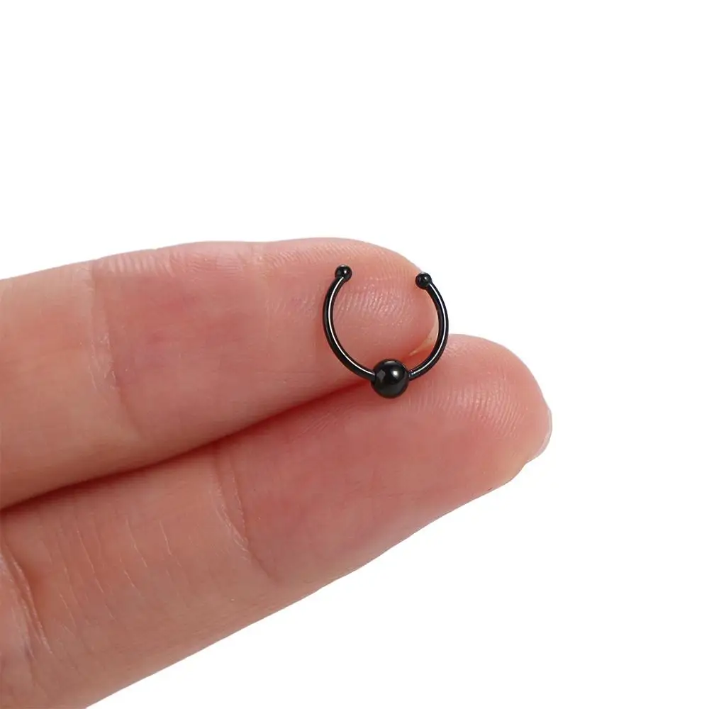 Punk Metal Fake Nose Septum Rings Bead Non Piercing Nose Rings Clip Multicolour Party