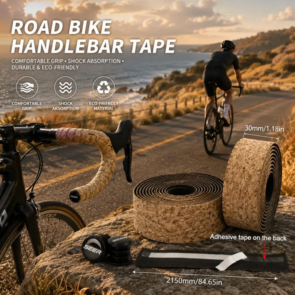 SEER Kork Rennrad Lenkerband EVA Anti-Rutsch Shockproo Rennrad Lenker Strapsf Bänder Fahrräder Zubehör – Detail 6