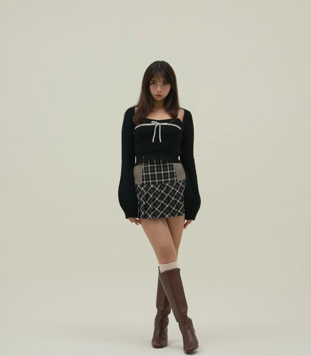 Falda corta acampanada de cintura alta que combina con todo, nuevo diseño japonés, faldas plisadas para mujer con bloques de colores y polluelos calientes (enviado en 30 días)