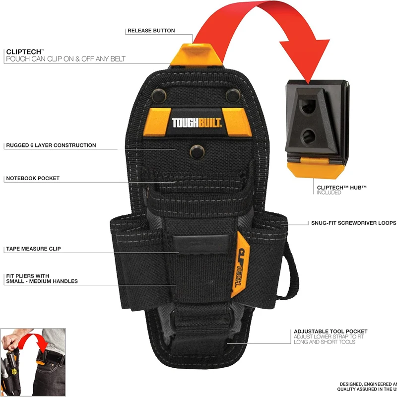TOUGHBUILT TB-CT-36-M7 TB-CT-36-L7 7-Pocket Pouch Medium Large Rugged 6-Layer Construction Durable Storage ToolBag