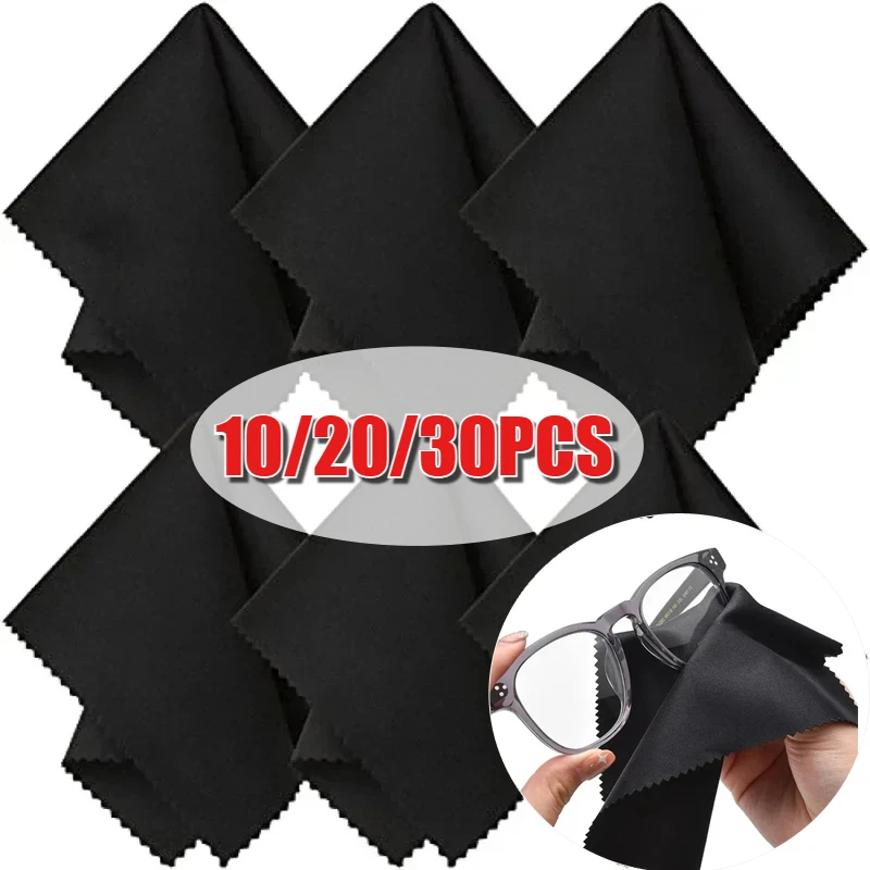 Paño de limpieza de gafas de sol de microfibra negra, 13x13cm, paño de limpieza para lentes, accesorios, joyería, limpieza de productos electrónicos