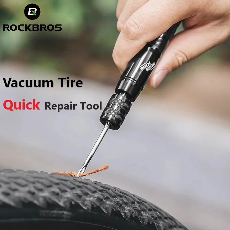 ROCKBROS Bicycle Vacuum Tire Repair Tool MTB Road Bike Motorcycle Tubeless Repair Kit Adhesive Strips Tire Patching Tool Set