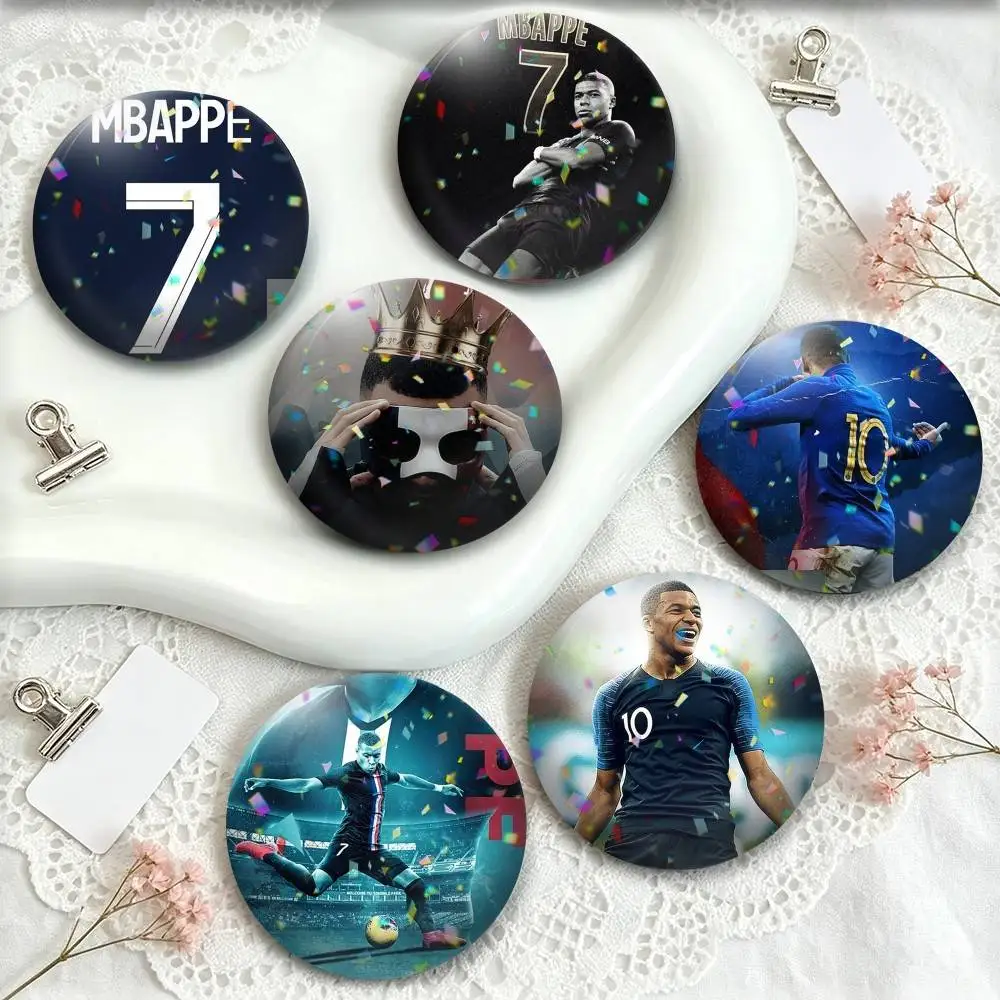Football Stars m-Mbappe  25mm 32mm 44mm 58mm 75mm Brooches Badges Pins for Accessories Gift