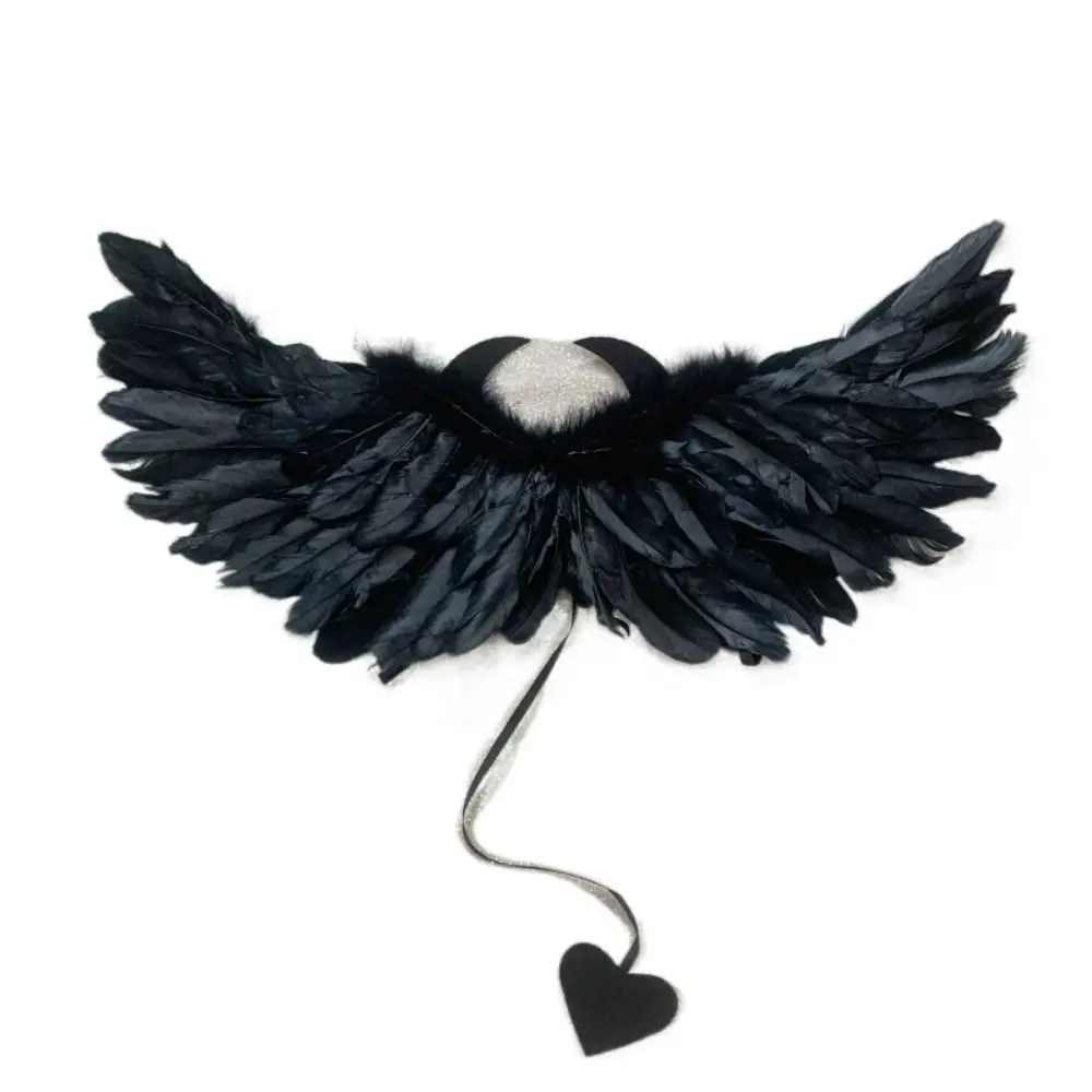 

Elegant Cosplay Accessories Angel Feather Wing Evil Horn Halloween Devil Feather Wing Love Tail Photo Props Children