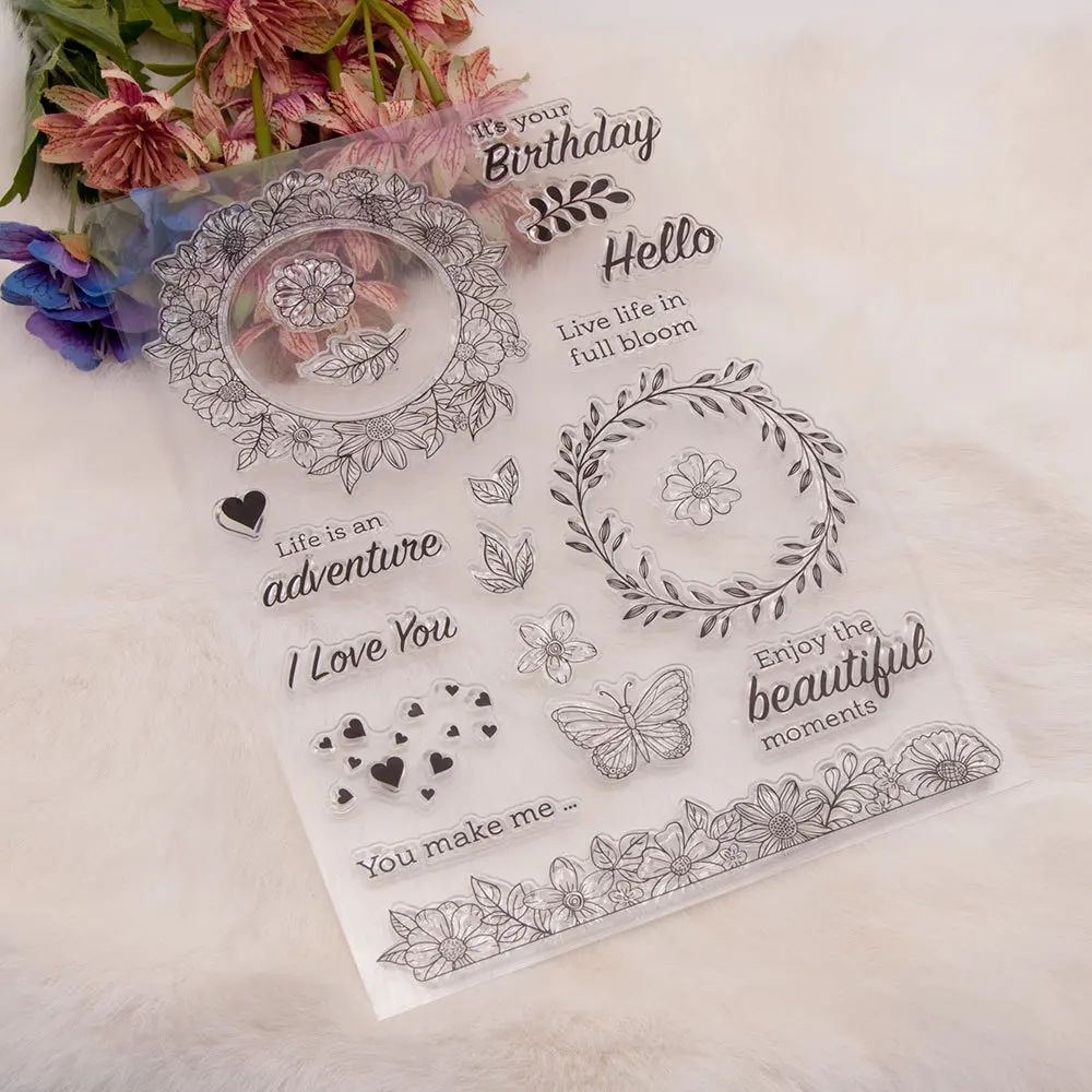 1pcs Flower Series Clear Stamp Crafts Flowers Silicone Stamps Acrylic Stamp Blocks Tools for Card Making Decor DIY Scrapbooking