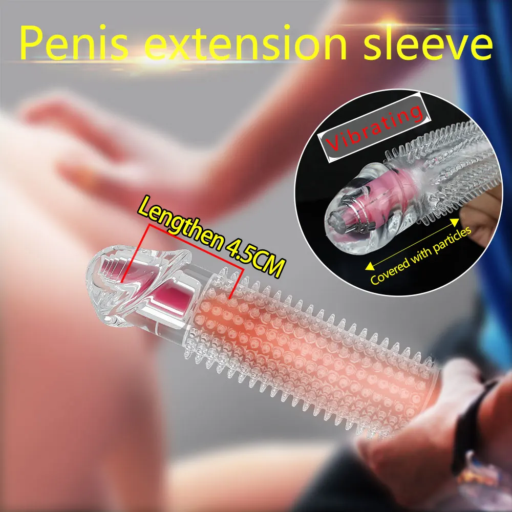 Adult Game Sex Toys Lengthened and Thickened Grain Barbed Crystal Vibration Delay Ring Wolf Tooth Set Fake Penis for Men