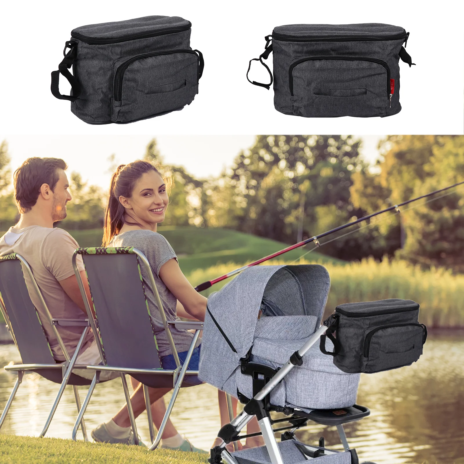 

Baby Stroller Organizer Bag Universal Trolley Storage Carriage Buggy Pushchair Organizer Heavy-Duty Stroller Storage Bag
