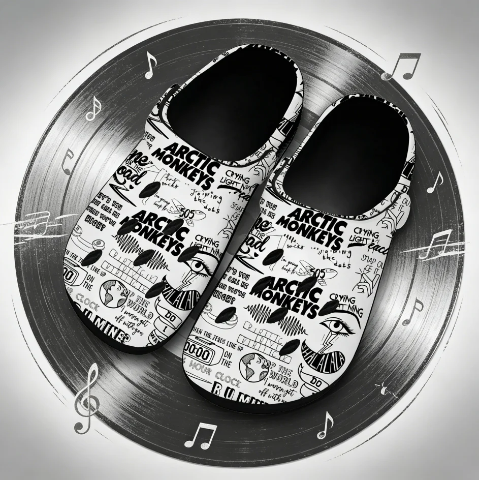 Arctic Monkeys Band Poster Print Slides Unisex Breathable Summer Beach Shoes Rock Music Lover Casual Outdoor Footwear