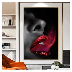 Painting Women Portrait Scandinavia Posters and Prints Wall Art Pictures For Living Room Sofa Black White Lip Cuadros Canvas