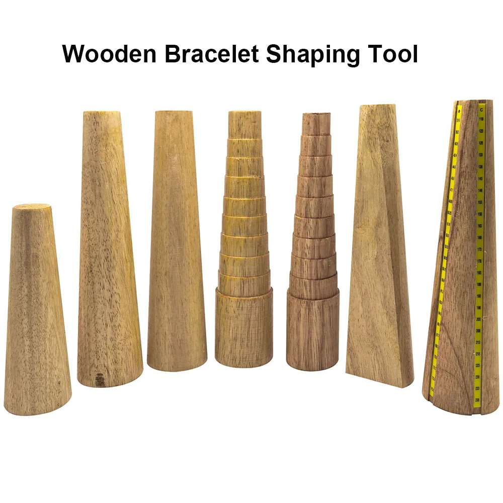 1PCS Hard Wood Bracelet Mandrel JewelerOval/Round Tapered Wooden Shaping Forming Wire Wrap Bracelet Tool
