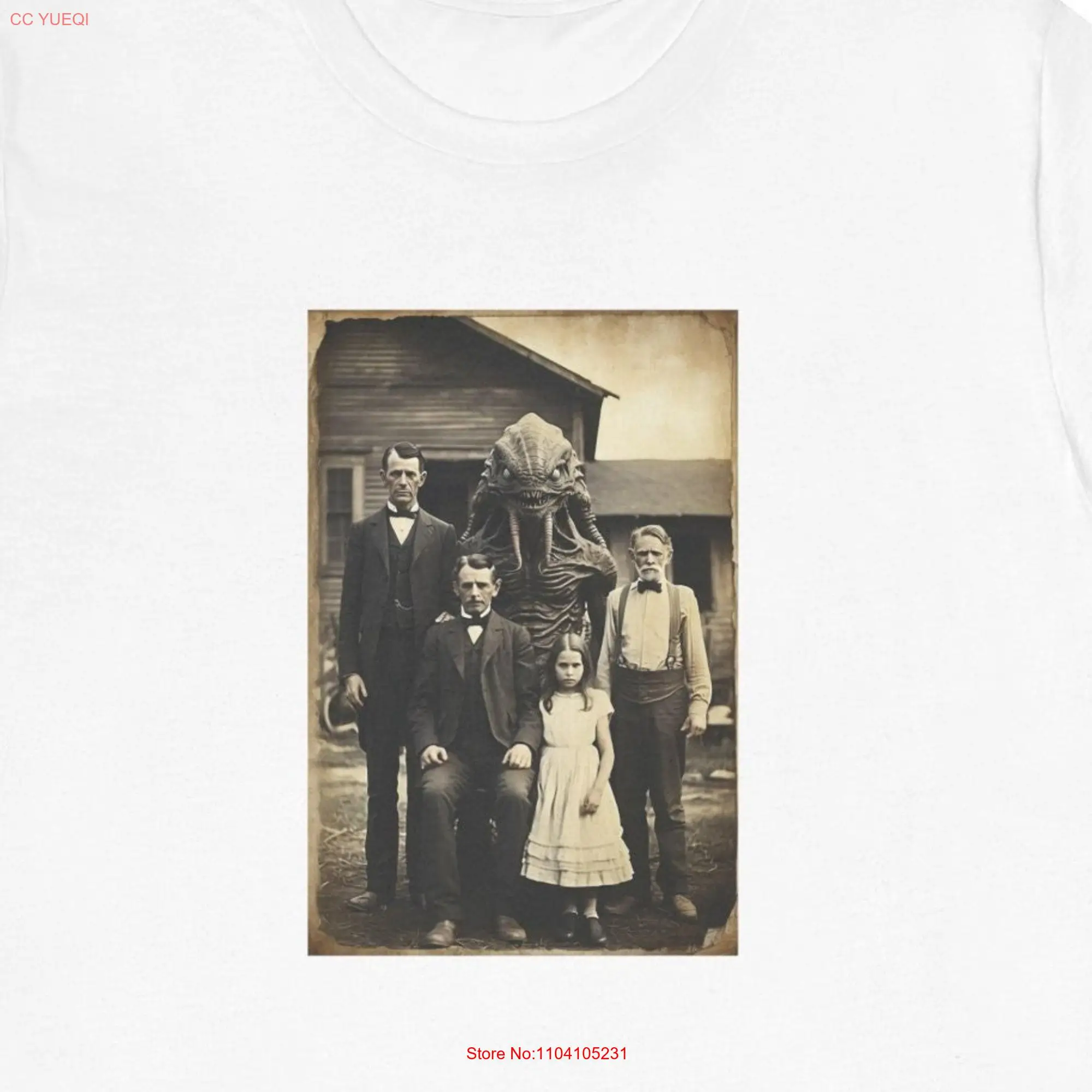 Funny Alien shirt of an 1800s family photo T fun lovers clothes retro vintage tee long or short sleeves