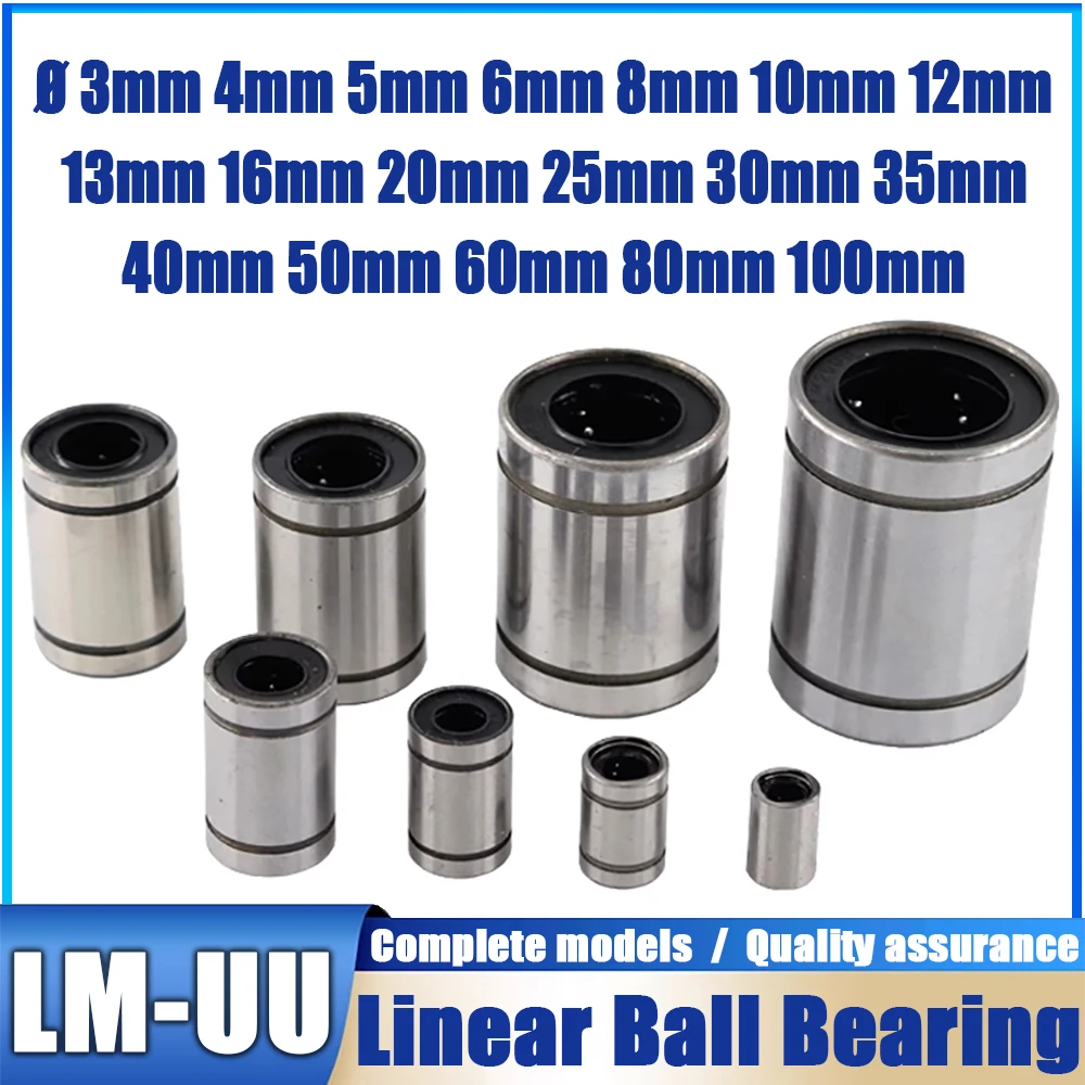 1pcs LM3UU LM4 LM6UU LM8UU LM10UU LM12 LM16UU LM20UU Linear Bushing 3-40mm CNC Linear Bearings for Rods Rail Linear Shaft Parts