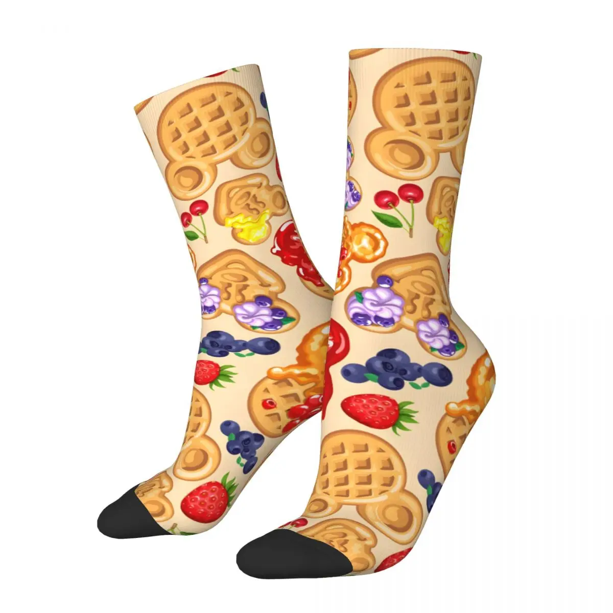 Crazy compression Magical Breakfast Waffles Sock for Men Harajuku Quality Pattern Crew Sock Novelty