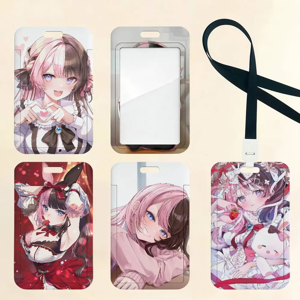 Anime Gril T-Tachibana H-HinanoS Card Holder Cardcase Bus Subway Work Permit Student Lanyard Neck Straps Badge Holder Door Card
