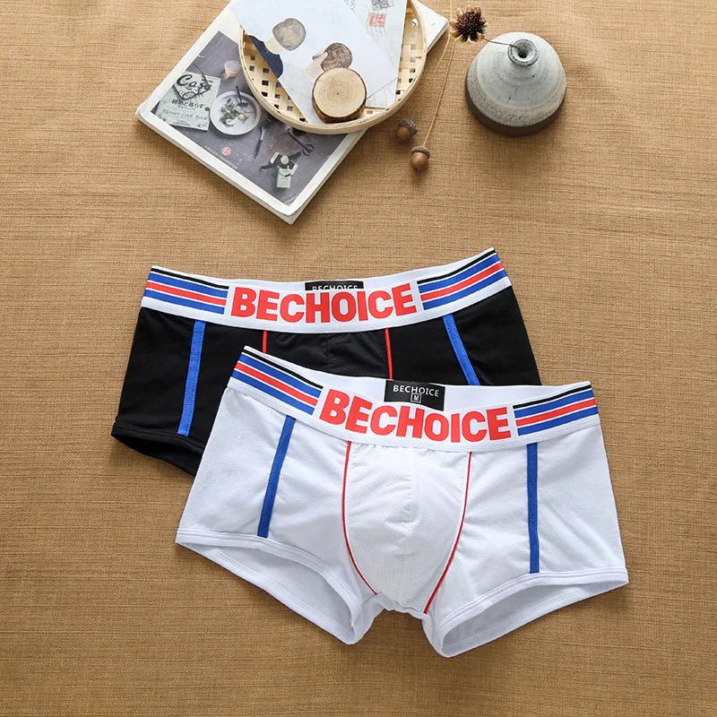 Men's pure cotton sweat-absorbing low waisted daily exercise boxer shorts, directly sold by the manufacturer BECHOICE