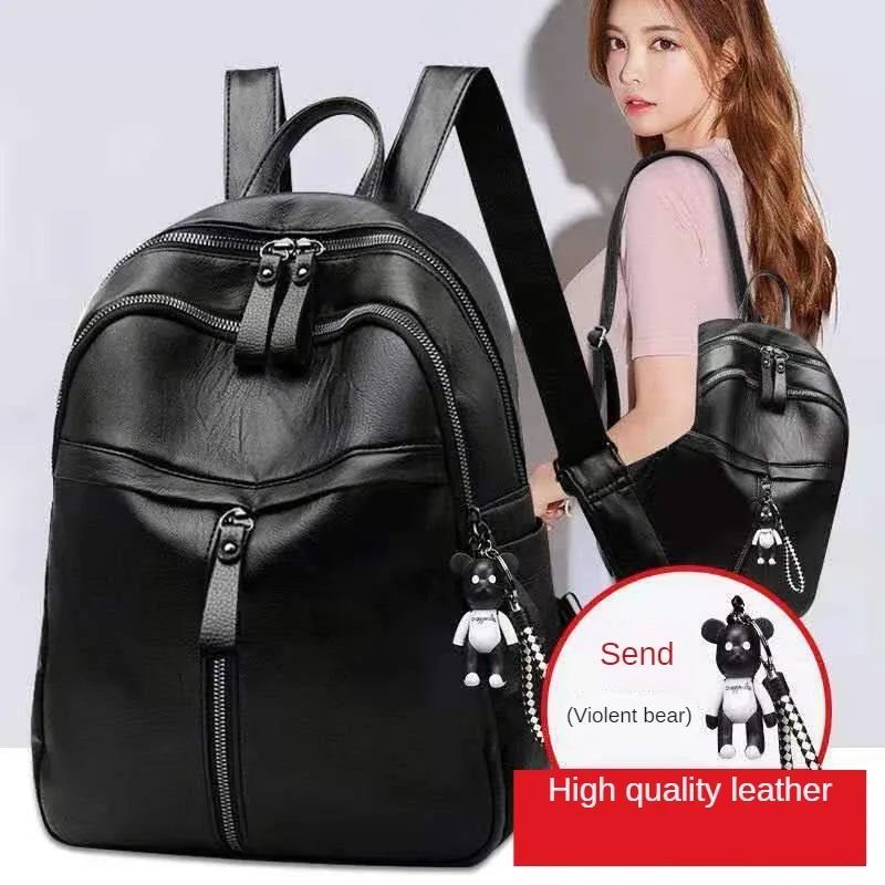 Korean Fashion PU Backpack Casual Large Capacity Outdoor Travel Bag Academy Style Travel Bag Shopping Mommy Bag