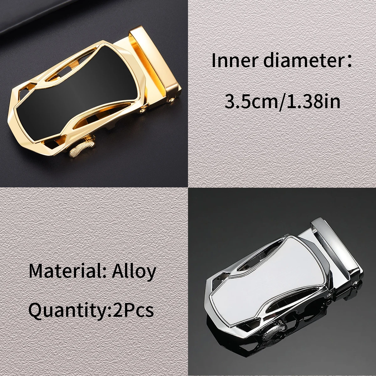 내부 폭 3.5cm로 비즈니스 및 레저에 적합한 남성용 합금 허리띠 버클 액세서리 2개