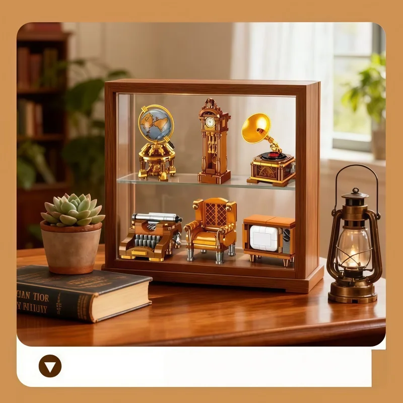 Vintage Mini Building Block Set, 6 Styles of Retro Home Model Toys, Collectible Decorative Gifts