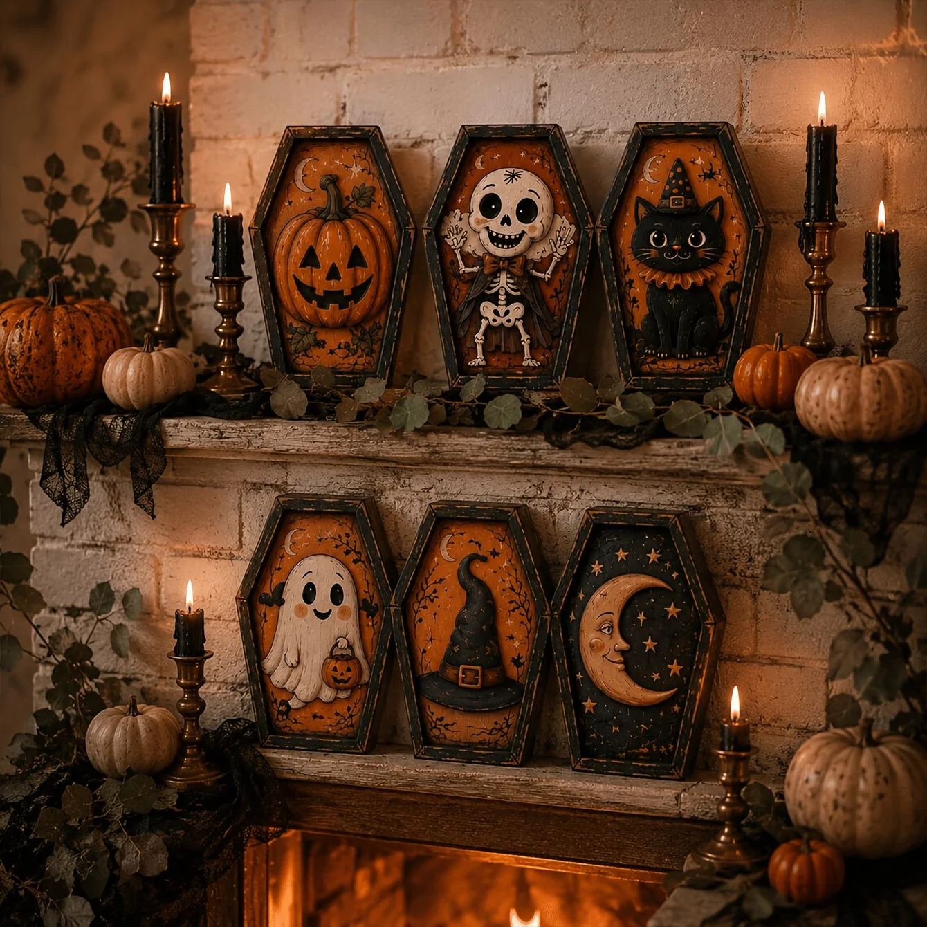 1PC 2D Flat Vintage Halloween Wood Sign, Retro Indoor Desktop Wall Decor For Home Holiday Display