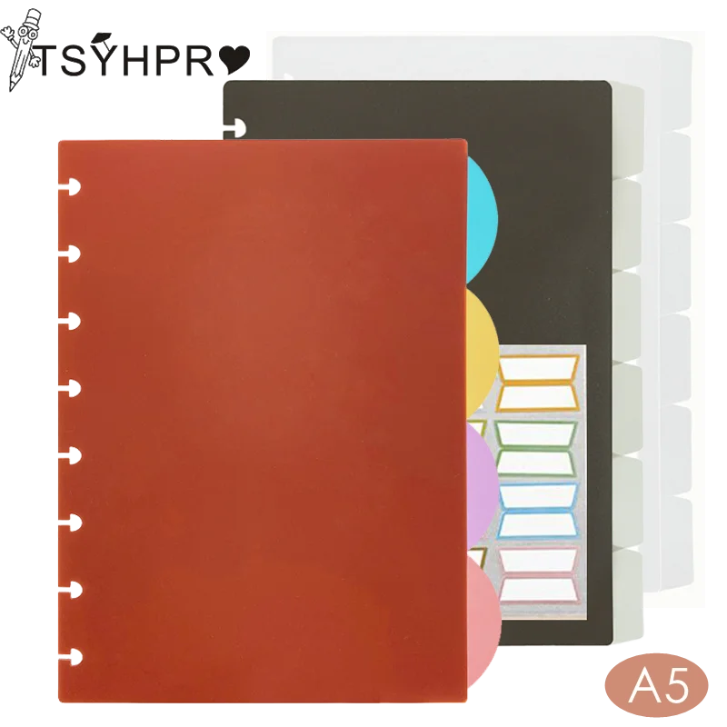 ฝาครอบ/ชุดดัชนี A5 2ชิ้น (ด้านหน้า + ด้านหลัง) อุปกรณ์เสริมสำหรับสมุดโน้ตแบบทำมือสไตล์การพิมพ์หลากสี8รูเห็ด