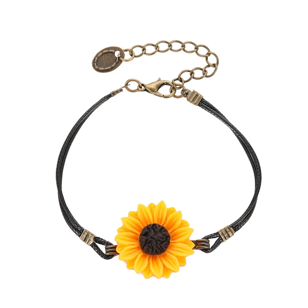 Cute Sunflower Bracelet Jewelry For Women Dainty Daisy Charm Rope Woven Lucky Friendship Party Jewelry Accessories Gift