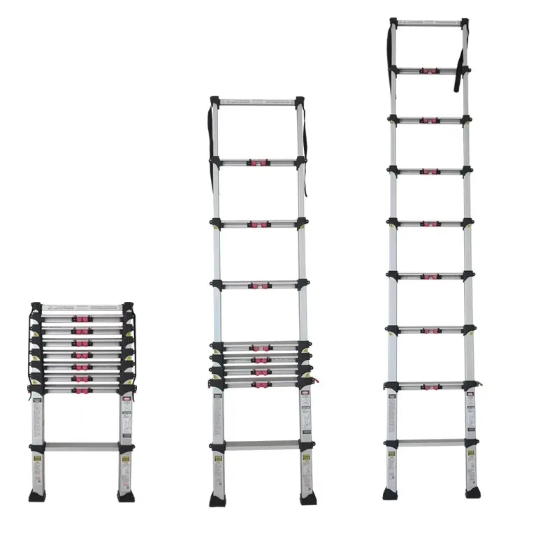 سلم قابل للطي متعدد الأغراض، سلم تلسكوبي باللون الأسود #2