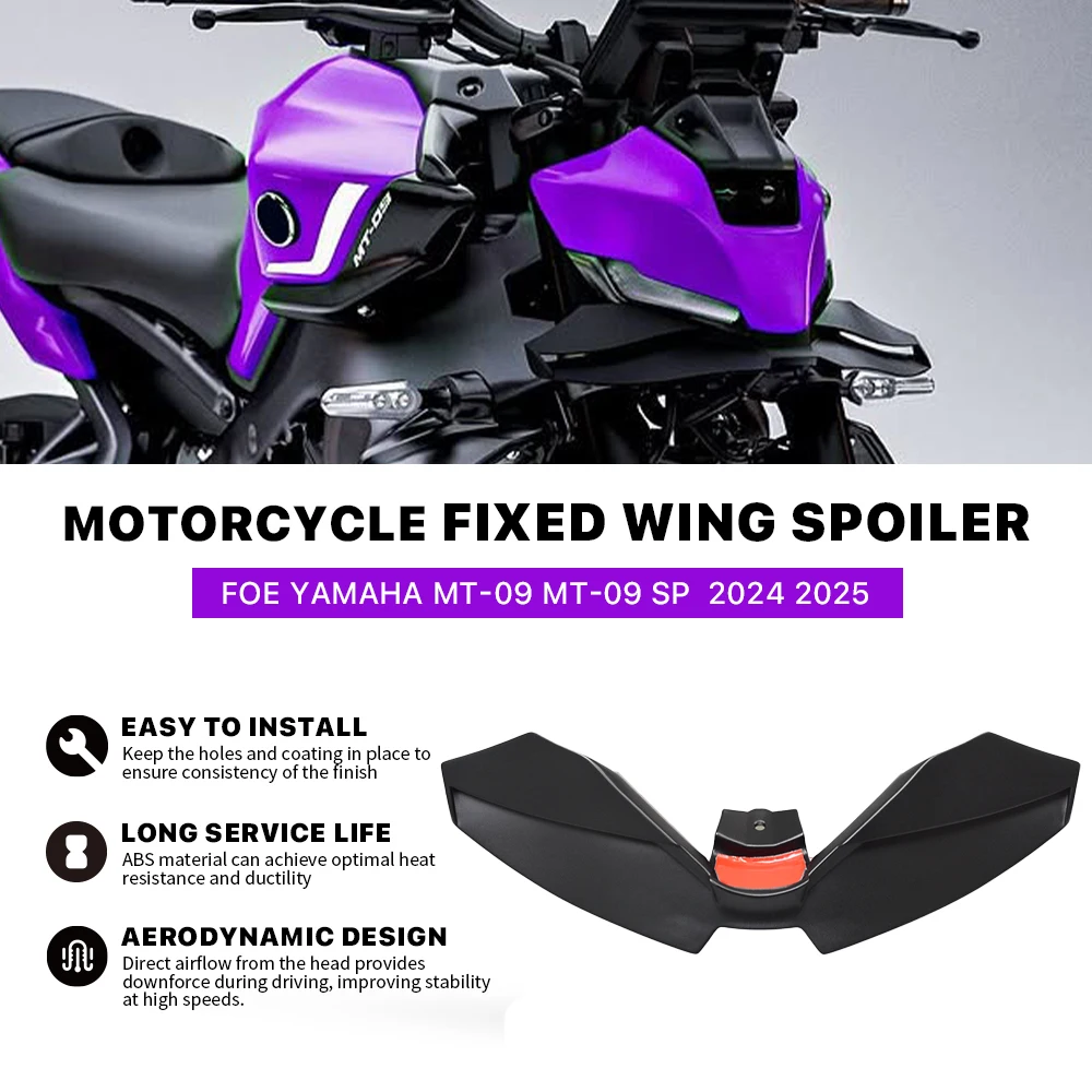 

Motorcycle Accessories MT09 Fixed wing fairing For Yamaha MT-09 2024 2025 Small Winglets spoiler Aerodynamic wing carbon paint