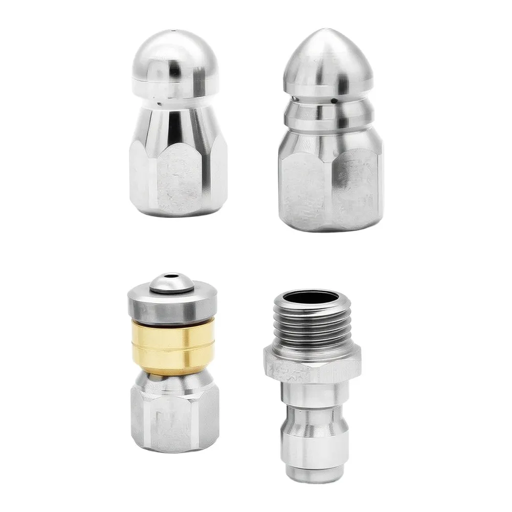 Stainless Steel Pressure Washer Nozzle 5000 PSI - Quick For Connect Drain Cleaning Tool for Residential and Commercial Use