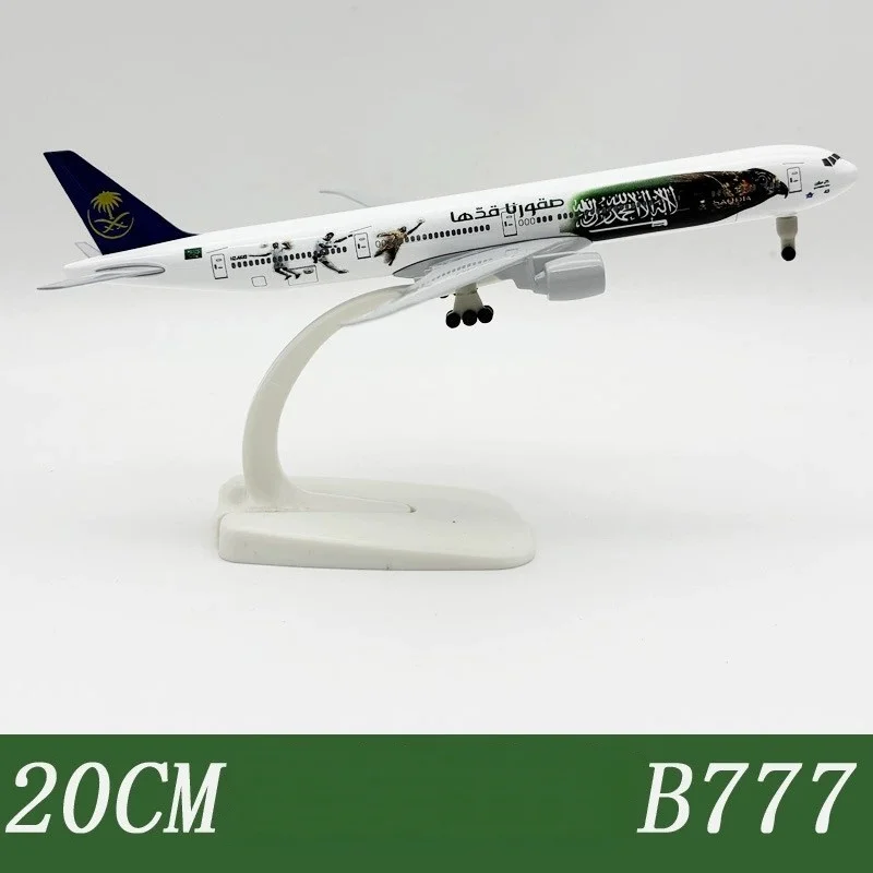 20CM Saudi Arabian Airlines B777‑300ER Falcon Painted Resin Airplane Model With Landing Gear Stand Souvenir Plane Gift