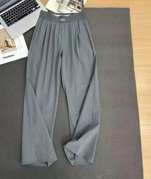 2026 Lässige Damen-Sommerhose mit hoher Taille und dünnem Stoff, atmungsaktive, fließende, gerade geschnittene, weit geschnittene Yoga-Hose