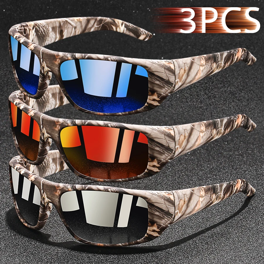 

3 Pieces Fashion Vintage Fishing Cycling Sports Sunglasses Men Women Running Mountaineering Sport Man Sun Glasses UV400 Eyewear
