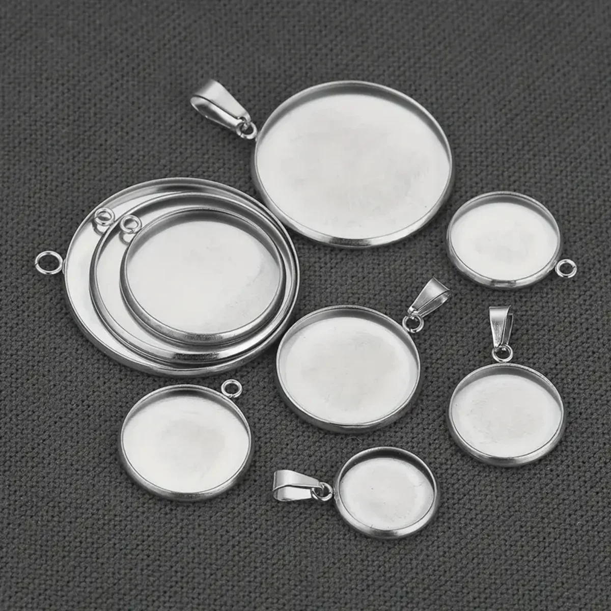 10PCS Stainless Steel Base Cabochon Cameo Bracelet Pendant For Jewelry Making Necklace Earrings Accessories Tray Blank Diy Bezel