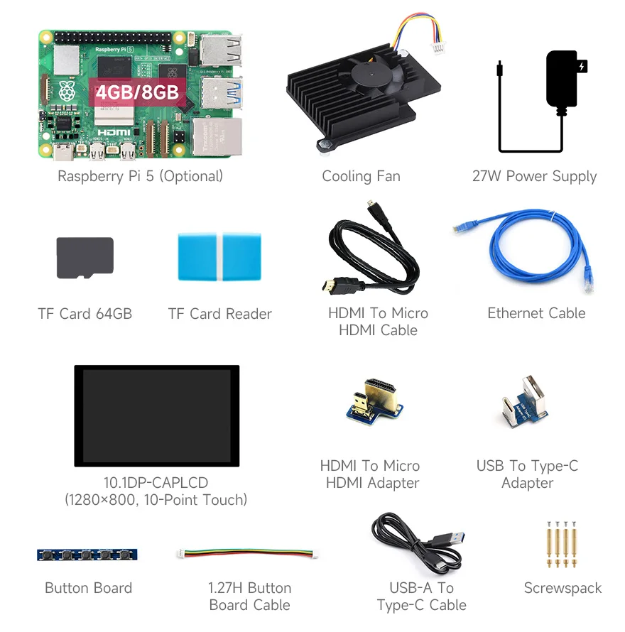 

Raspberry Pi 5 Kit, Options for Kits and 4GB8GB RAM, BCM2712 processor, 2.4GHz quad-core 64-bit Arm Cortex-A76 CPU, Raspberry Pi