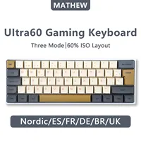 MATHEW TECH Ultra60 Wireless 3 Mode RGB Mechanical Keyboard Spanish Portuguese French UK German Deutsch Hot-Swappable ISO