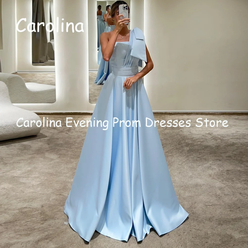 

Carolina Satin A-line One-shoulder Popular Ruffle Prom Gown Floor Length Evening Formal Elegant Party Dress for Women 2023