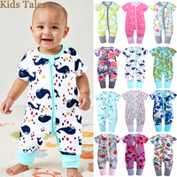 2025 Autumn Cotton Infant Rompers Fashion Baby Boy Girl Jumpsuit Zipper Short Sleeve Bodysuit All Print Toddler Newborn Clothes