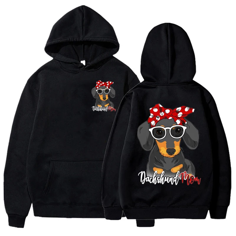 Dachshund Mom das mulheres Impresso Hoodie, Moletons Unisex com capuz, Moda Harajuku, Streetwear