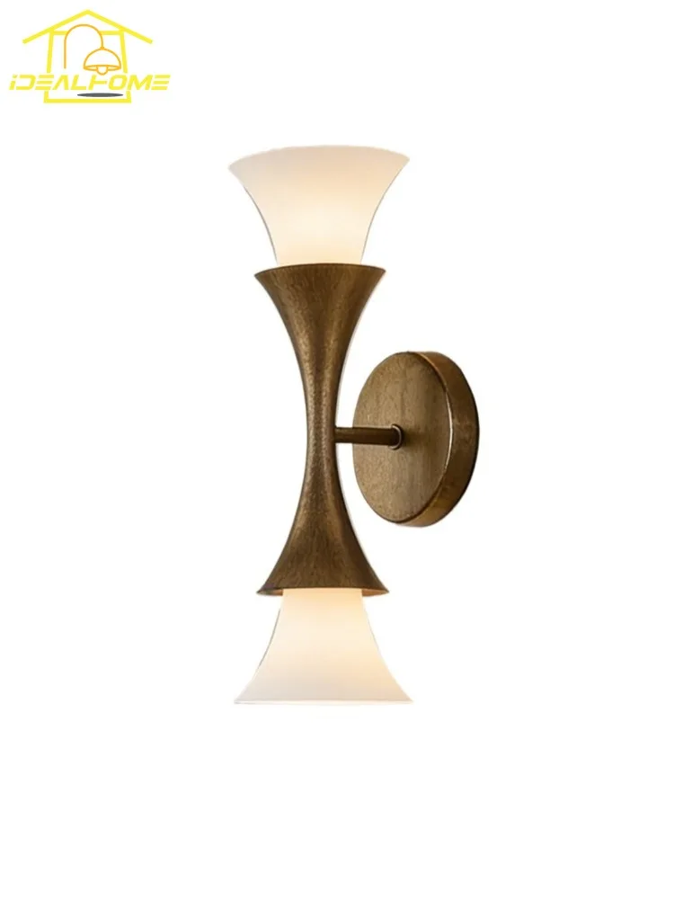 

American Luxury Vintage Copper Wall Lamp LED E27 Classical Atmosphere Wall Mounted Living Room Bedroom Bedside Stairs Background