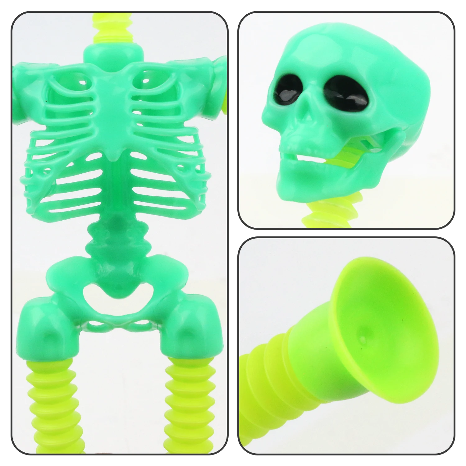 Scheletro telescopico giocattolo Versatile Halloween con ventosa, nuovo, unico, divertente, luminoso, Stretching
