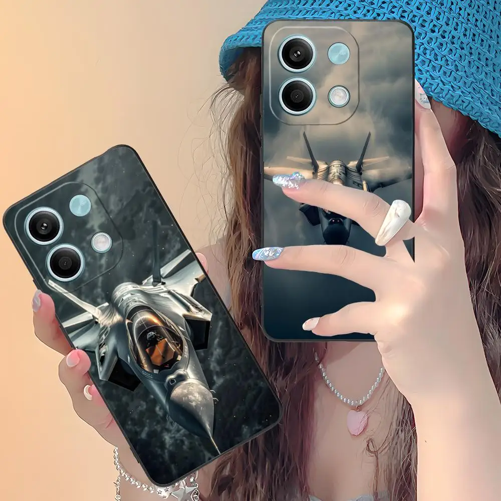 حافظة هاتف محمول على شكل طائرة AirForce لهاتف Xiaomi Redmi Note 14 13 12 11 S Pro Plus 4G 5G غطاء طباعة ملون فاخر جميل #1