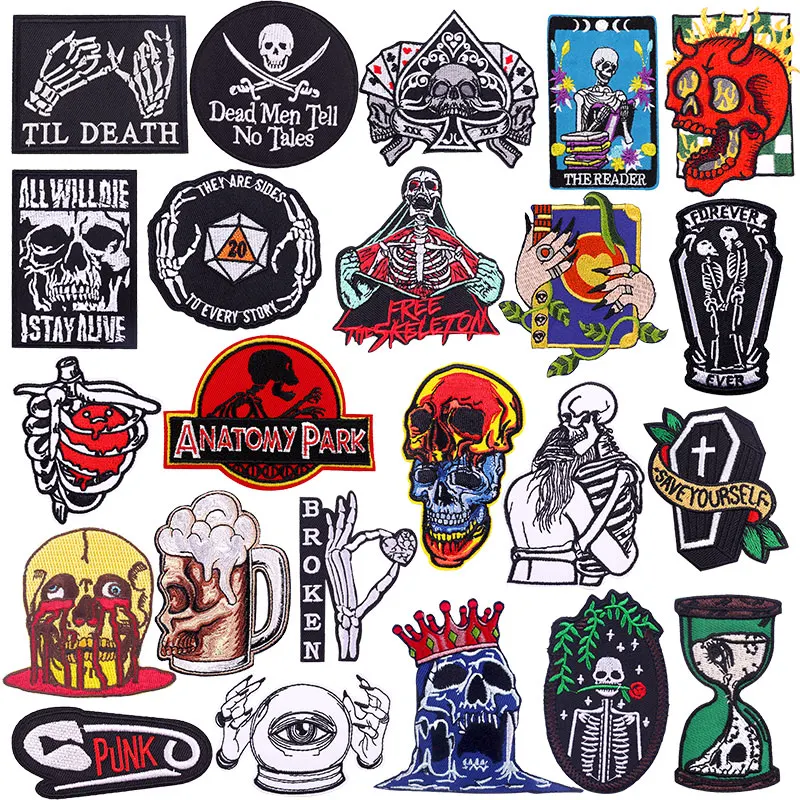 

Punk Rock Personality Iron On Patches For Clothes Fashion Fusible Embroidered Patch Cool Sew On Stickers Decoration Badges DIY