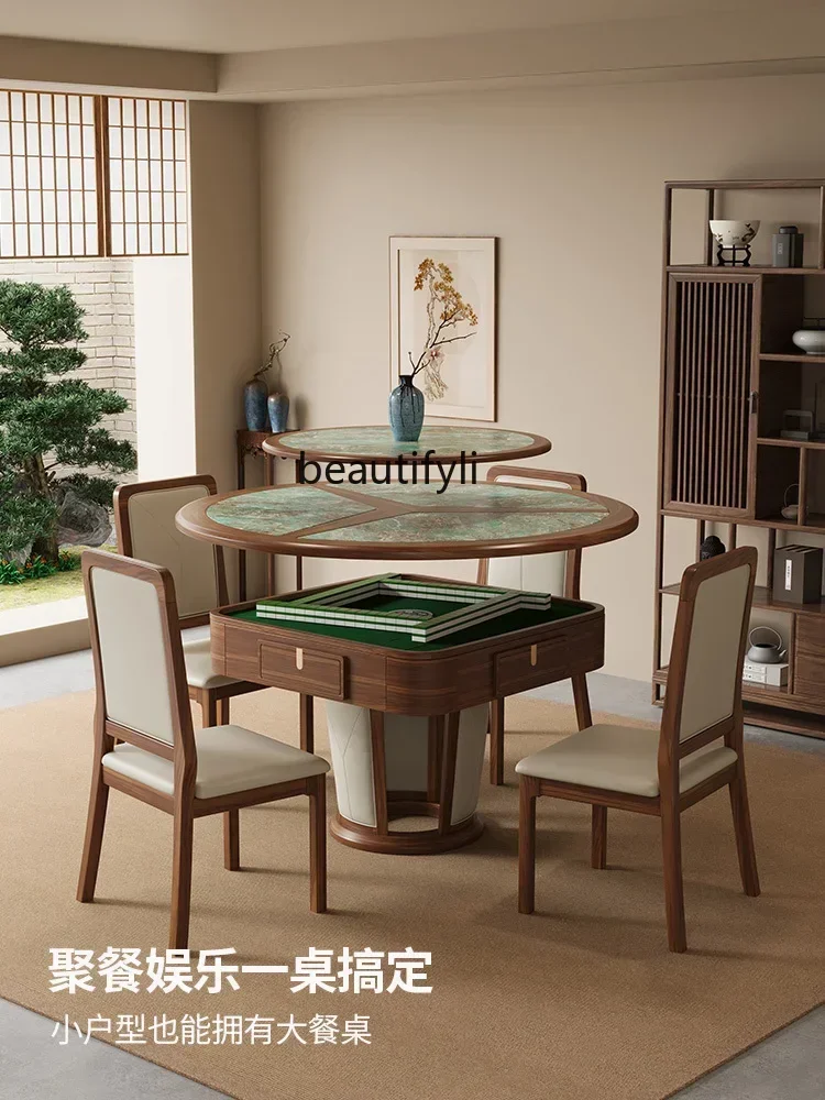

YH17 New style Solid wood automatic household round table silent rotor mahjong machine dining table dual-purpose