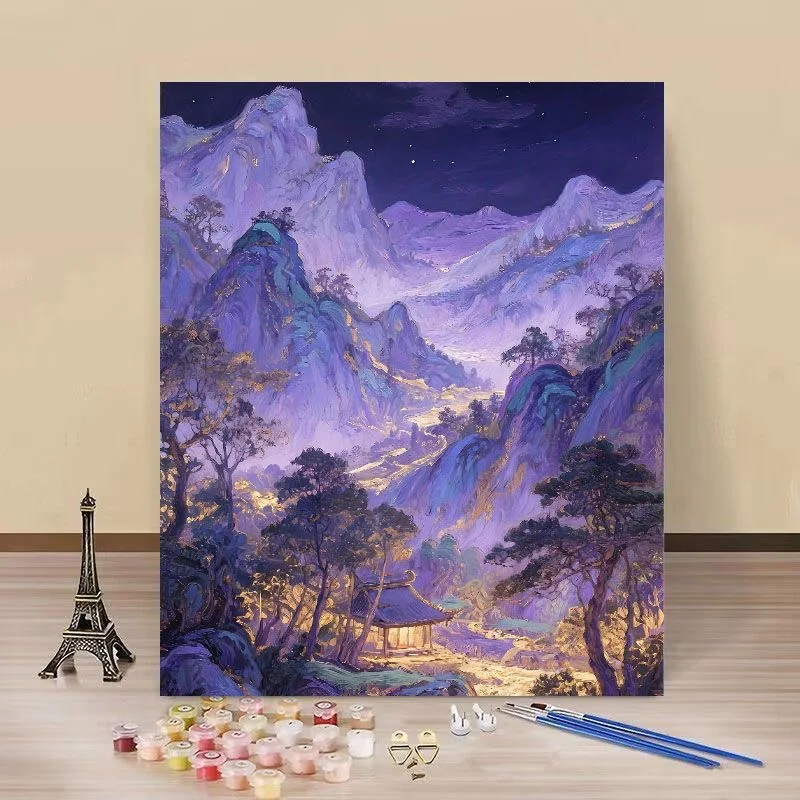 

1-0156 Small Cup and Countryside Oil Painting - Unique Wall Art Gift