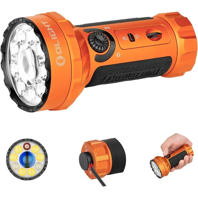 7,000 Lumens Bright Flashlight with 600 Meters Beam Distance, Powerful RGB Flashights, Rechargeable MCC3 Magnetic Charging