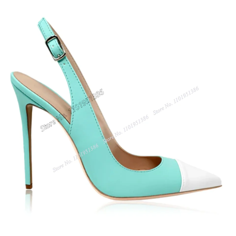 Mixed Color Back Strap Pumps Sandals Shoes for Women Pointed Toe Heels Thin High Heels Wedding Shoes 2023 New Zapatillas Mujer