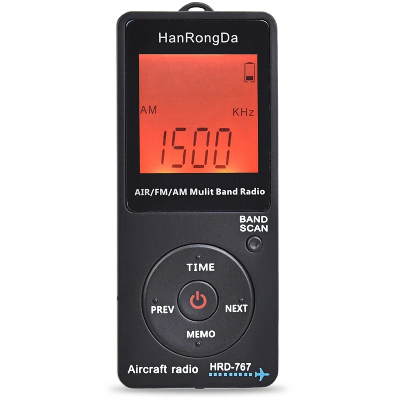 Hanrongda Radio Aircraft Band Receiver FM/AM/AIR Radio World Band With LCD Display Lock Button Pocket Radio With Earphone