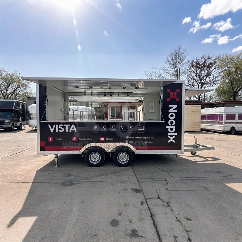 Factory Direct Dual Axle Large Mobile Food Trailer With Advertising Panel Commercial Fast Food Cart For Outdoor Market Vending