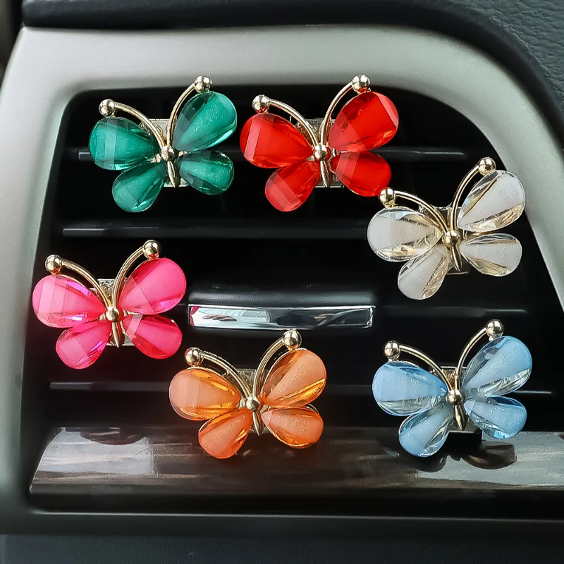 Car Air Outlet Butterfly Clip Decoration Air Conditioning Clip Colorful Butterfly Decor Ornaments Car Interior Accessories